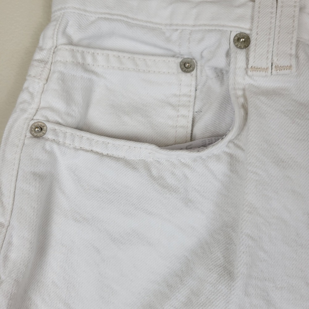We The Free Free People White Denim High Rise Bermuda Shorts Button Fly Size 29 - Picture 2 of 15
